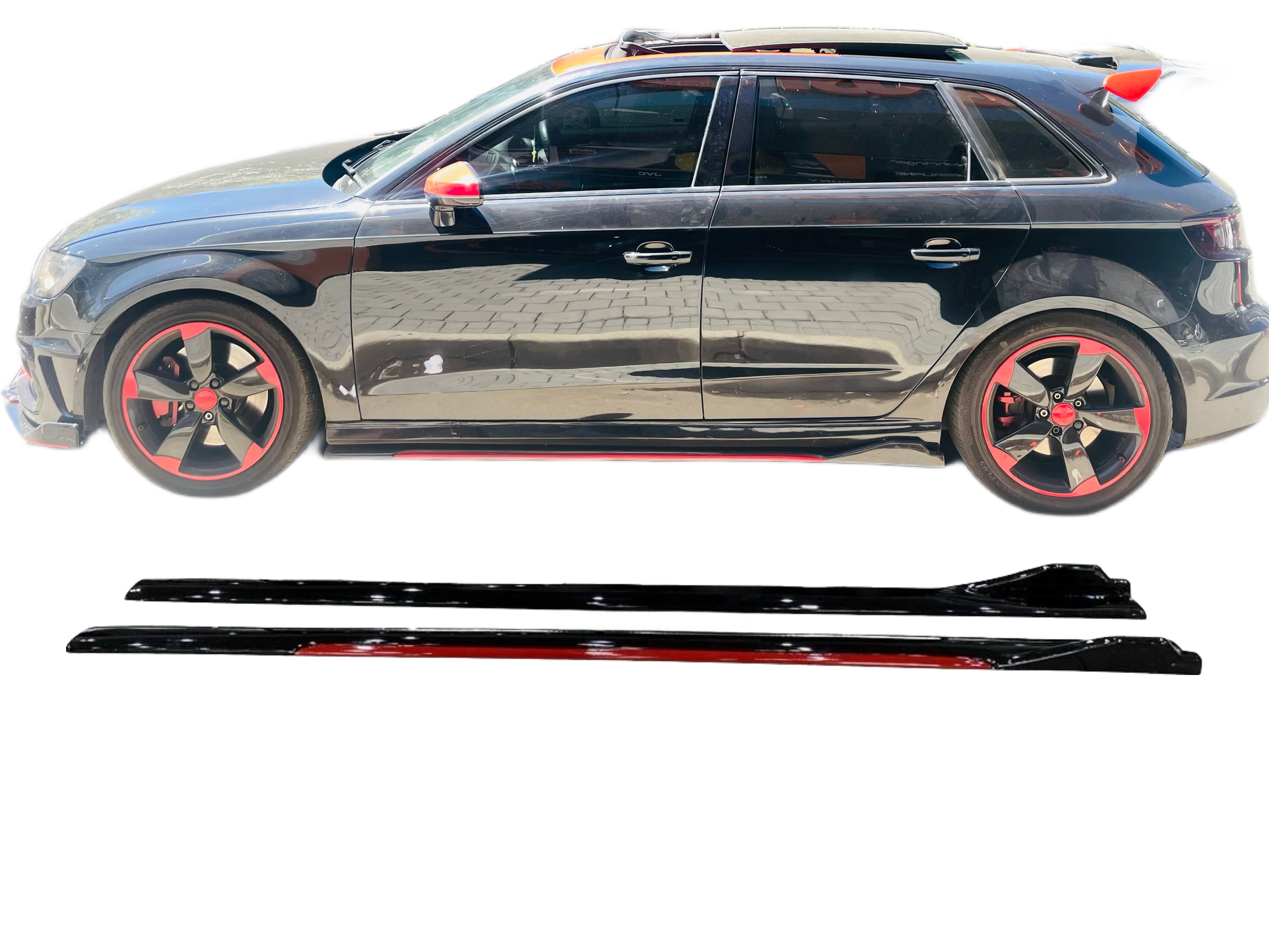 UNIVERSAL GLOSS BLACK/RED SIDE SKIRT EXTENSIONS TYPE B - Image 10