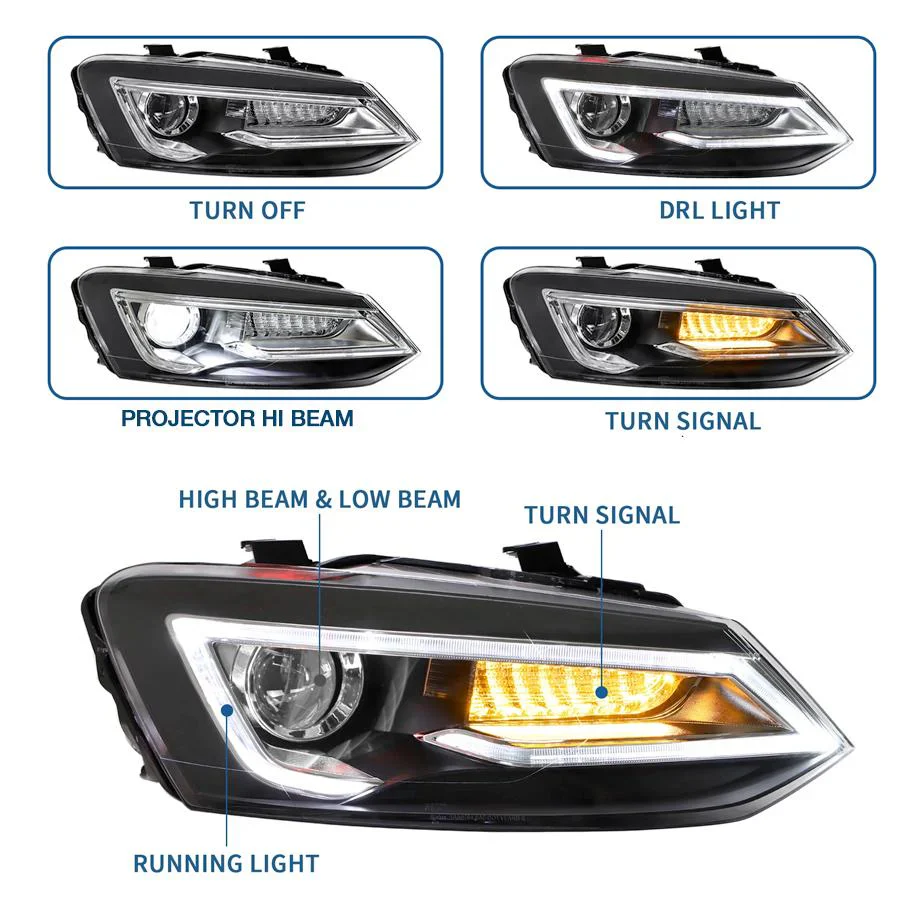 VLAND VW POLO 6 TUBE LED HEADLIGHT - Image 21