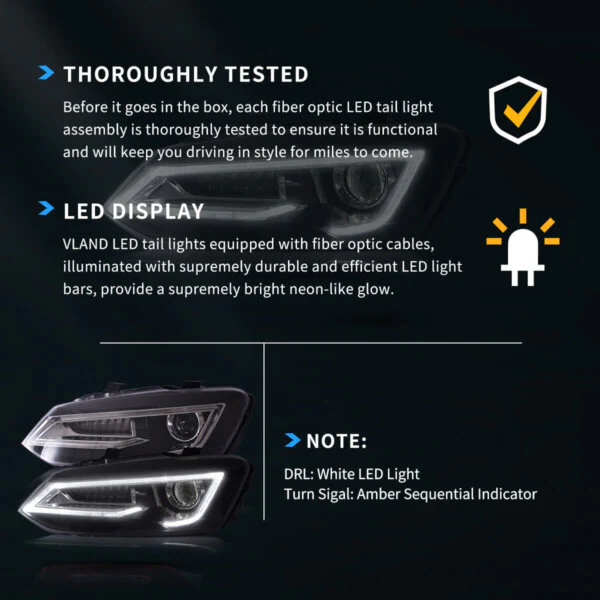 VLAND VW POLO 6 TUBE LED HEADLIGHT - Image 25